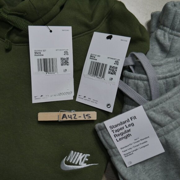 Nike Men's Club Fleece Sweatsuit Size 4XL Fall Tracksuit Olive Green/Gray NWT - Picture 3 of 9
